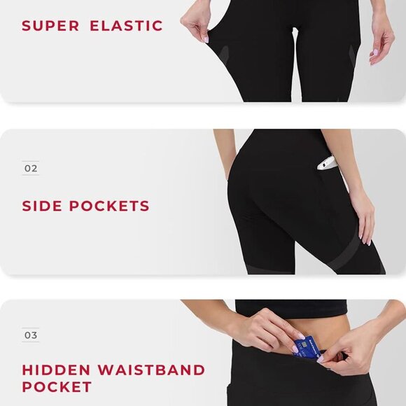 ALONG FIT Soft Mesh Yoga Pants High Waisted Size Large - Picture 4 of 13